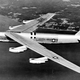 YB-52 prototype in flight. Note the original tandem cockpit and tall vertical stabilizer.